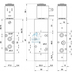 Distribuitor Pneumatica Cu Actionare Electrica 5/2 NC Revenire Pneumatica - imagine 2