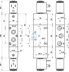 Distribuitor Pneumatic Comanda Electrica 5/2 G1/4 ATEX Bistabil - imagine 2