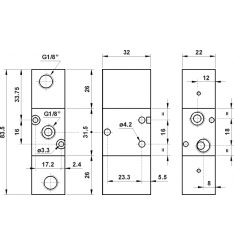 321 CC, 322 CC, 324 CC Distribuitor Comanda Pneumatica 3/2 Normal Inchis Bistabil - imagine 4