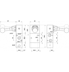 322 CL90 Distribuitor pneumatic actionat manual 90° 3/2 G1/4 revenire pneumatica - imagine 3
