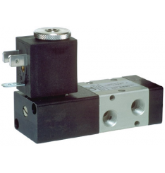 321 ME90 L Distribuitor pneumatic actionare electrica 3/2 normal închisa  bobina la 90° pe partea lată revenire cu arc
