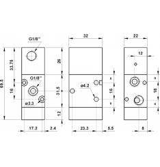 321 MC, 322 MC, 324 MC Distribuitor comanda pneumatica 3/2 normal inchis monostabil revenire arc - imagine 4
