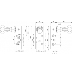 5213C LL90 Distribuitor pneumatic actionare maneta, cetrul inchis, cu retinere, 90° - imagine 2