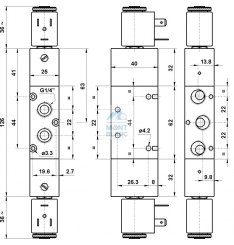 522 EE 1.5W Distribuitor pneumatic cu actionare electrica 5/2 NC, bistabil putere de actionare bobina mica 1.5W - imagine 3