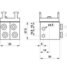 Microvalvă pneumatică 5/3 cu centre sub presiune, racorduri rapide Ø4 mm laterale, revenire cu arc - imagine 2