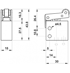 Microvalva pneumatica 2/2 NC cu racorduri M5 acționare mecanica cu levier cu rola - imagine 2