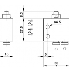 Microvalva pneumatica 3/2 NC cu racorduri rapide Ø4 mm și acționare manuala prin buton frontal - imagine 2