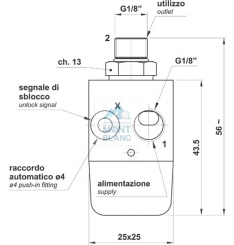 VALVA BLOCARE AER BIDIRECTIONAL  G1/4 DEBLOCARE PNEUMATICA D4 - imagine 2