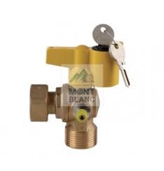 ROBINET PENTRU GAZ  G3/4"X1" | BLOCARE CU CHEIE |  COT 90° | OLANDEZ | PUNCT DE MĂSURARE