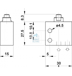 Microvalva pneumatica 2/2 NC cu racord M5 actionare mecanica, revenire cu arc - imagine 2